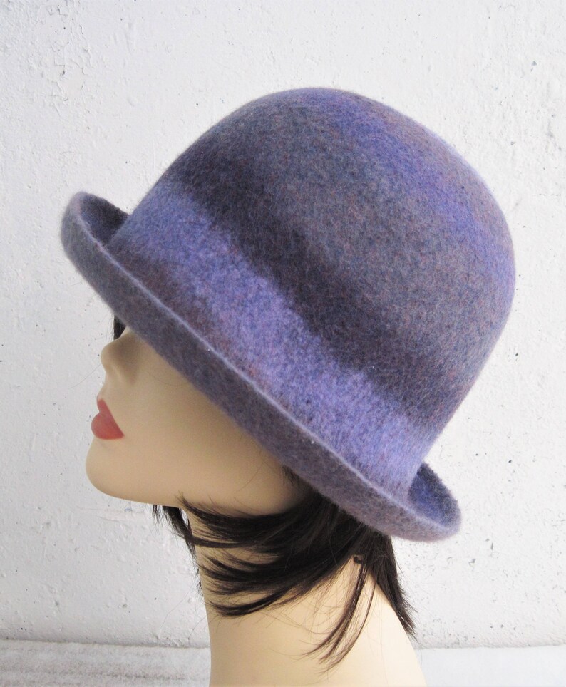 Felted hat with brim Women's felted hat Asymmetrical hat Etsy
