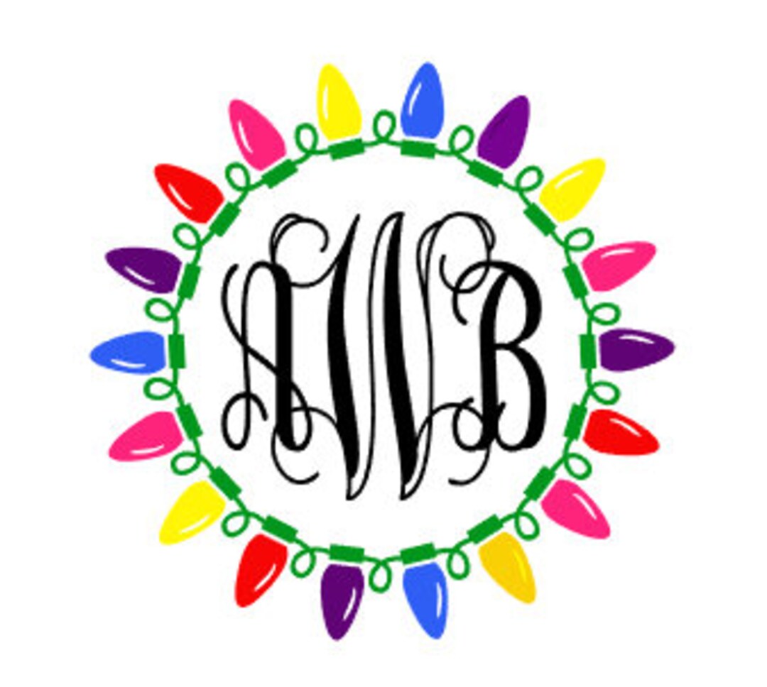 Monogram Christmas Lights Iron on / Monogram Iron on / Christmas Iron on / Christmas Lights