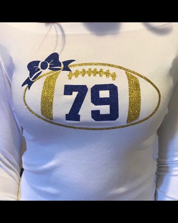 Iron on Football With Bow Decal / Football Iron on / Glitter Etsy