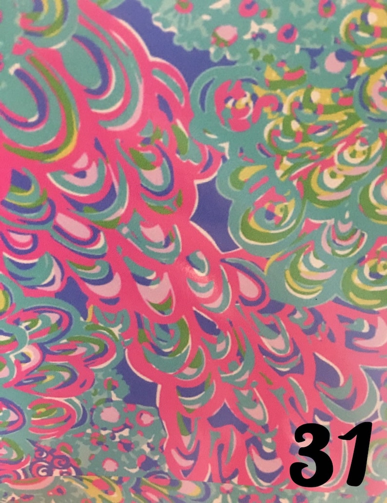 May include: A bright, patterned design in shades of pink, teal, blue, and green. The abstract pattern features curved lines and floral motifs. The number "31" is printed in black at the bottom right corner of the image.