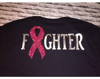 Breast Cancer Fighter Shirt / Pink Ribbon Monogram shirt /  Survivor shirt / survivor / breast cancer shirt / breast cancer awareness