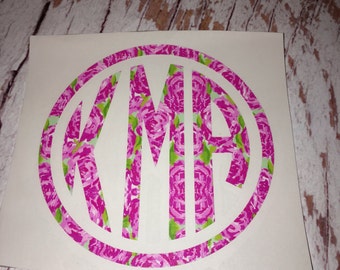 Monogram Decal, lily inspired Decals, sticky decals for hard surfaces, adhesive decal, lily inspired print, monogram