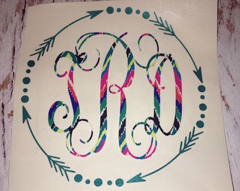 Arrow Monogram Decals / lily inspired decal / lily decal / Decals / sticky decal / monogram decal / car decal