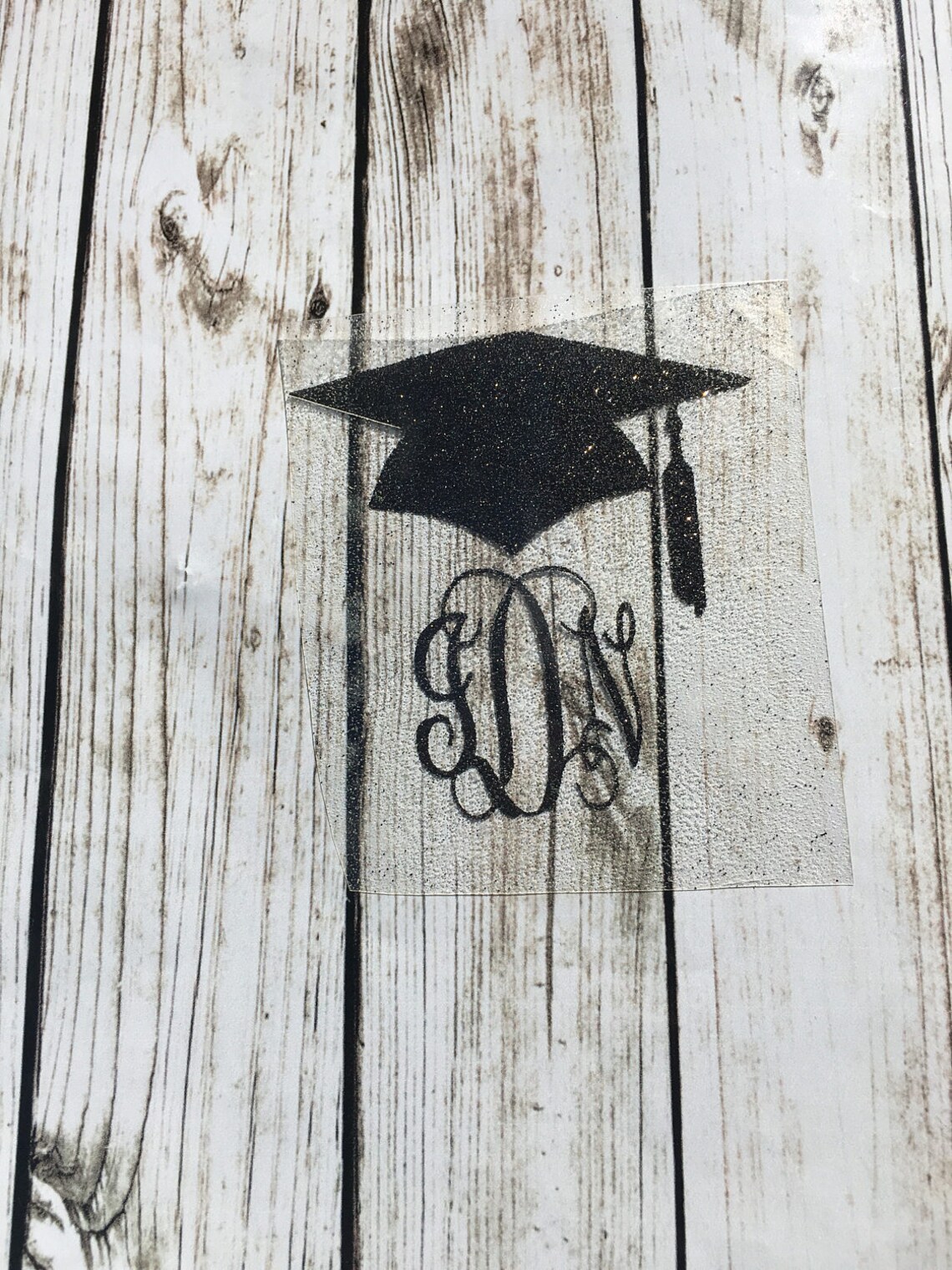 Iron on Graduation Cap Monogram Decal / Glitter Monogram / Etsy