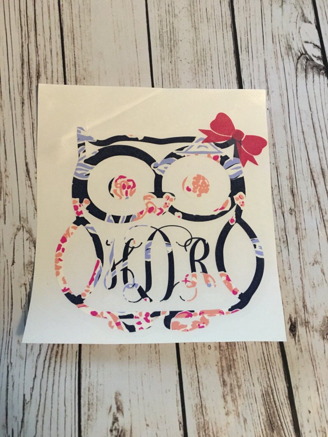 Owl Monogram Decal / Yeti Decals / Owl / Sticky Decals / Lily Etsy