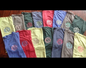 Monogram Embroidered shirt / Comfort Color tshirt / monogram pocket tee / monogram tshirt  / monogram comfort color tee / embroidered tee