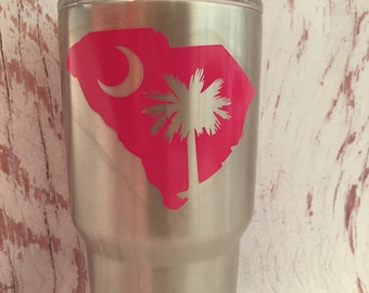 SC Decal / Yeti Cup Monogram decal / South Carolina Decal / SC cup decal /  adhesive decal / palmetto tree