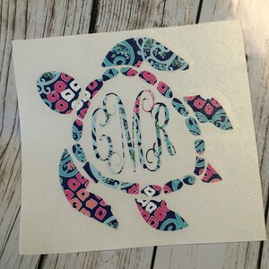 Car Decal / sea turtle Monogram Decals / Yeti Decals / Decals / sticky decals / lily inspired sea turtle decal / sea turtle decal Bild 2