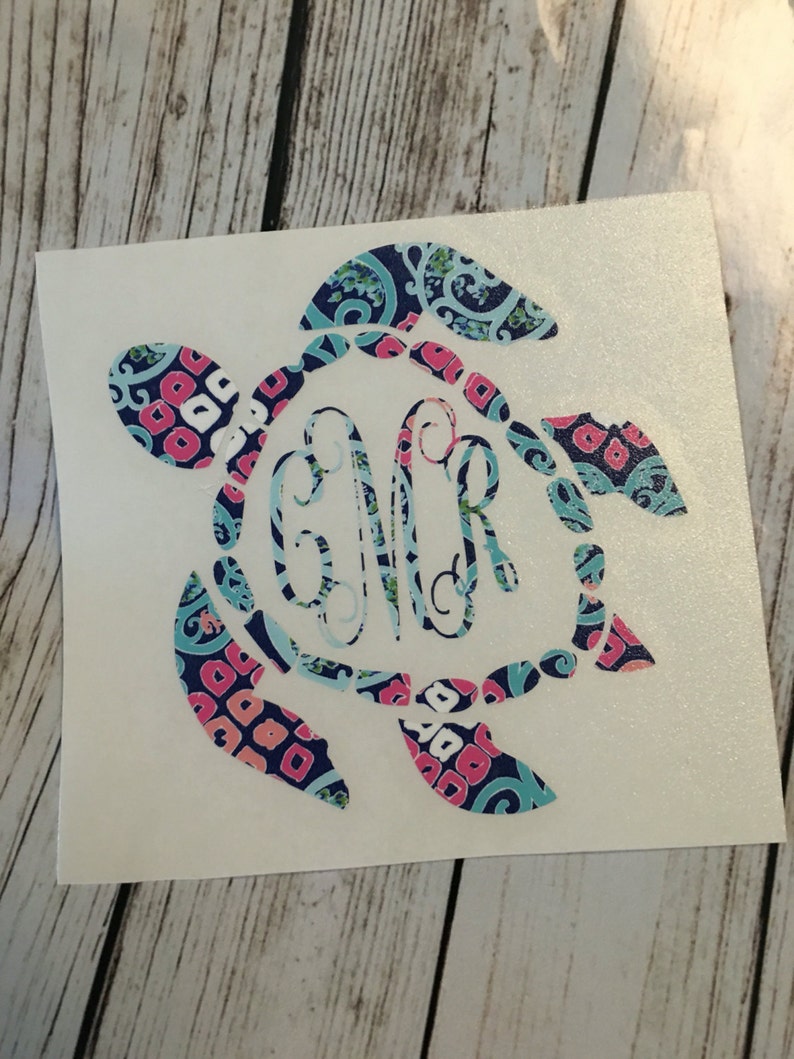 Car Decal / sea turtle Monogram Decals / Yeti Decals / Decals / sticky decals / lily inspired sea turtle decal / sea turtle decal Bild 2