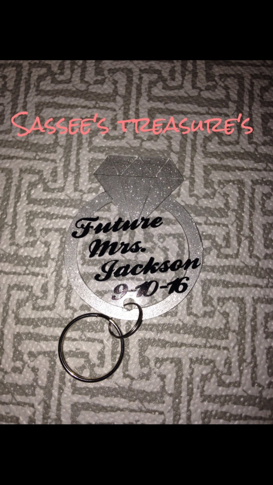 Monogram Diamond Ring keychain / diamond ring keychain / Etsy