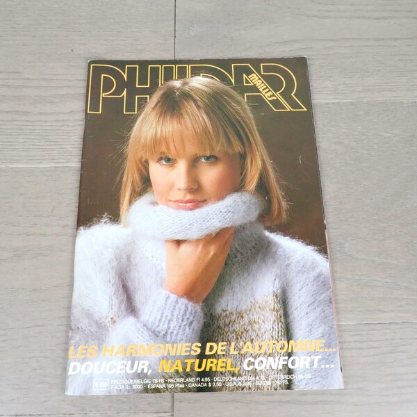 Vintage Phildar Mailles Revue Magazine. Les harmonies de l’automne. Modèles de tricot vintage rétro. Français. 1983