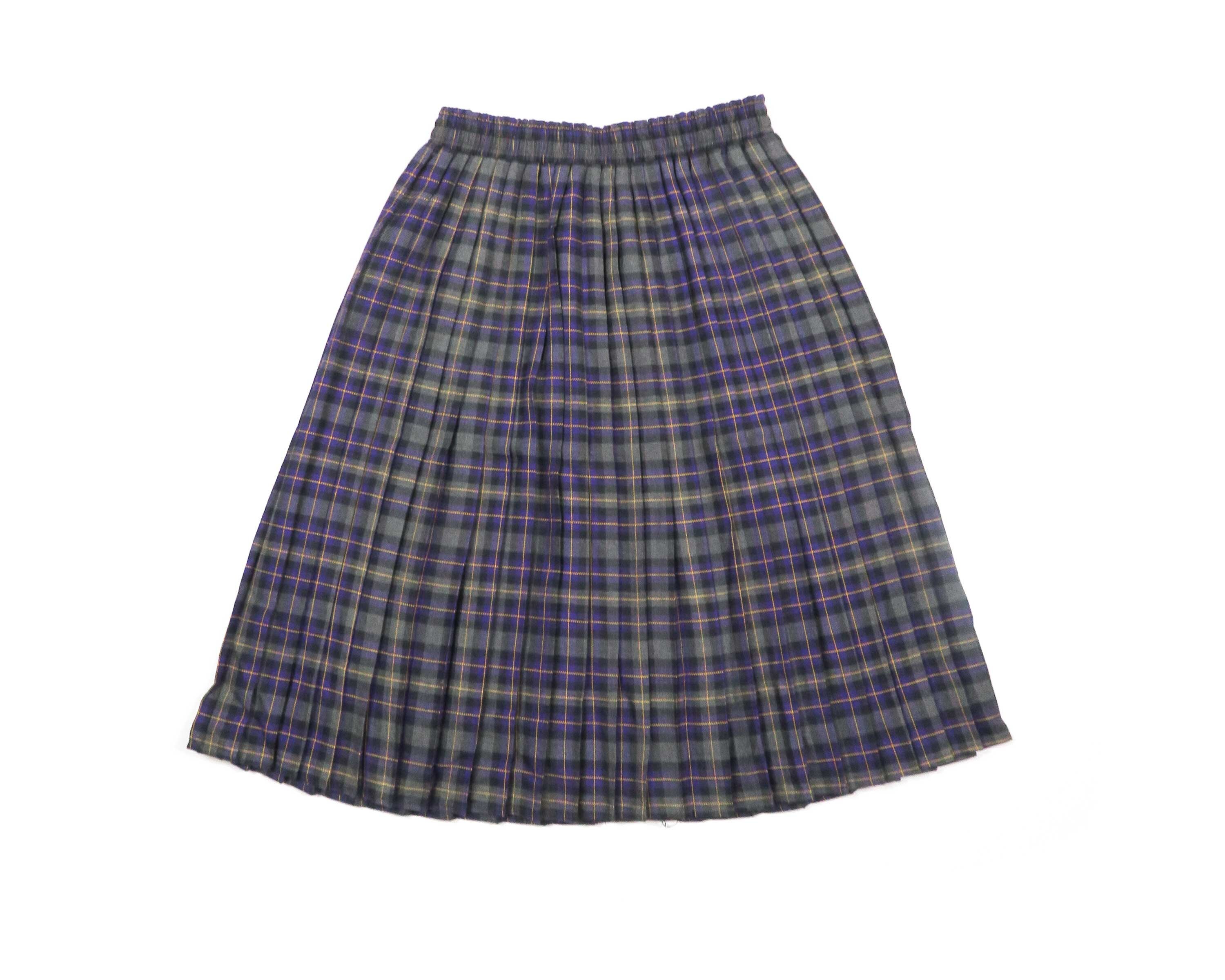 Vintage 1970s Plaid Skirt. High Waist Skirt. Pleated Skirt. Creation Lu den Casuals. Black Purple Grey Yellow Skirt. Women s Size Medium. Etsy Canada
