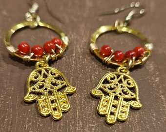 Gold hamsa hand earrings