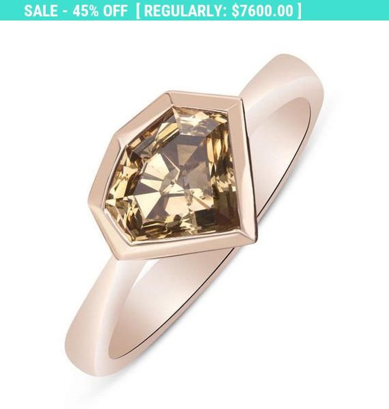 1.54 Carat Dark Chocolate Brown Diamond Solitaire Bezel Ring Etsy