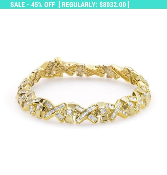 4.91 Carat Yellow Gold Diamond Bracelet 14K Formal Occasion | Etsy