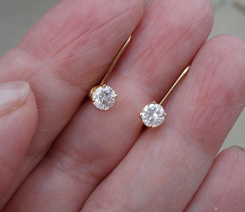 1 2 Carat Diamond Earrings Solitaire Leverback Drop 14k Yellow