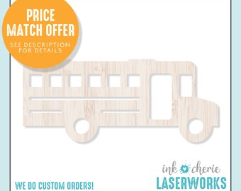 Choose from 21 Sizes School Bus Wood Cut Out