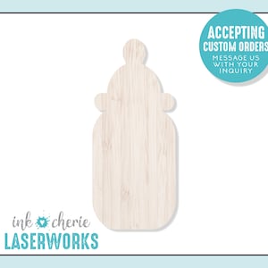 Birch Wood Baby Bottle Cutout Shape: DIY Craft Blank