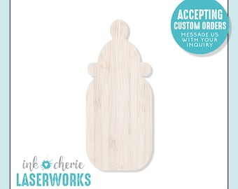 Birch Wood Baby Bottle Cutout Shape: DIY Craft Blank