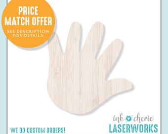 Birch Wood Baby Handprint Cutout: DIY Craft Shape