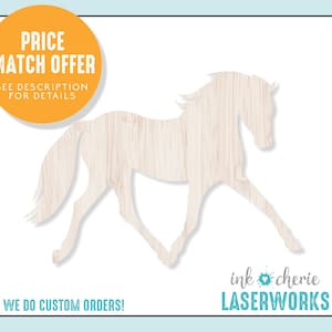 Birch Wood Trotting Horse Cutout: DIY Craft Shape