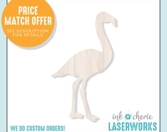 Birch Wood Flamingo Cutout: Paintable DIY Tropical Craft Shape