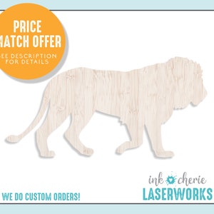 Wood Lion Cutout: Birch Wood Craft Shape
