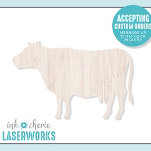 Dairy Cow Wood Cutout: Laser Cut Birch, DIY Craft Shape
