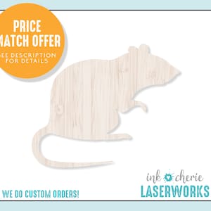 Wooden Rat Shape, Wood Mouse Rat Cutout, Blank Wood Animal Shape, Wooden DIY Crafting Shapes, Paintable Animals Shapes, Wood Mouse Shape