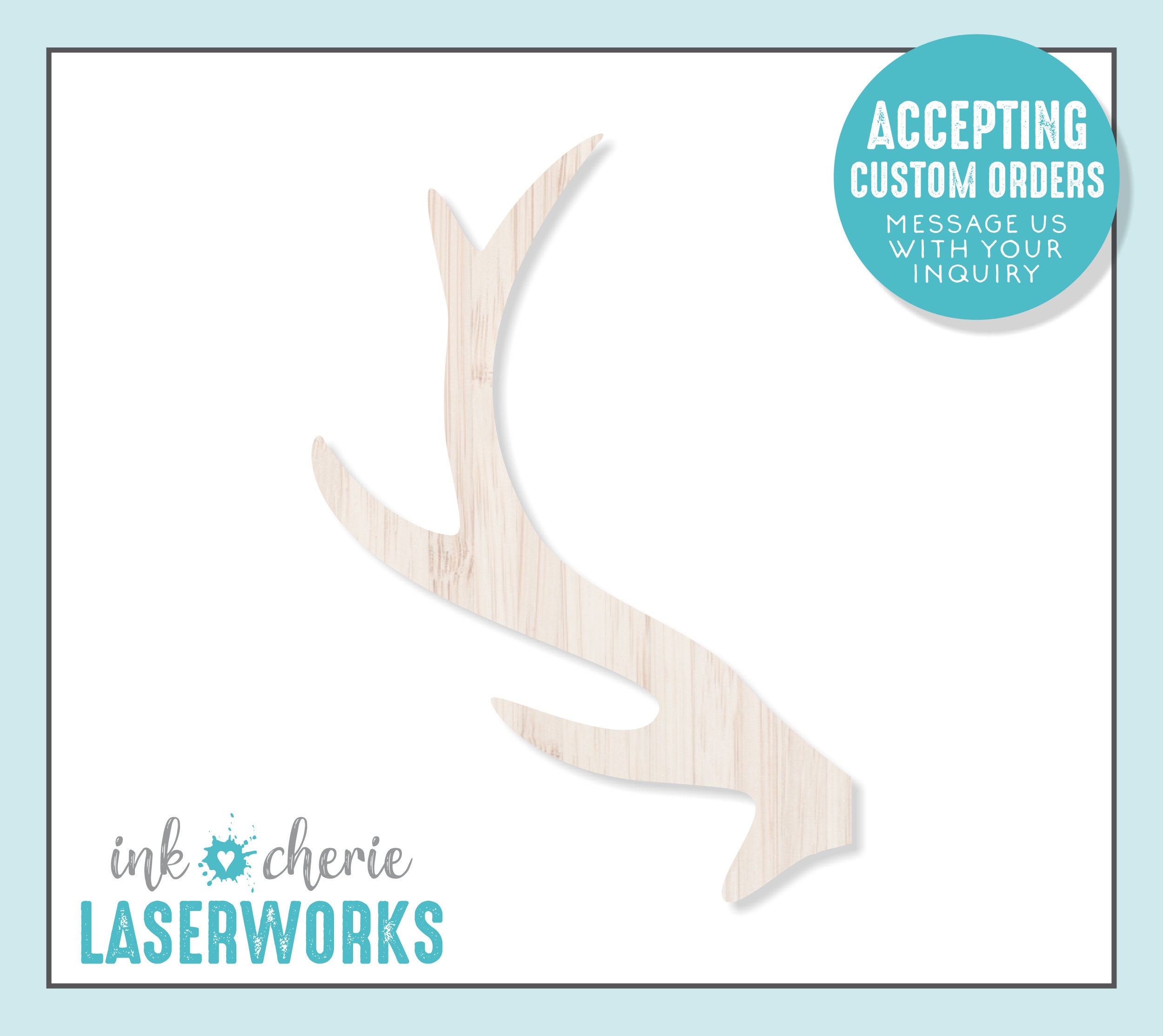 Birch Wood Antler Cutout: Laser Cut Craft Shape