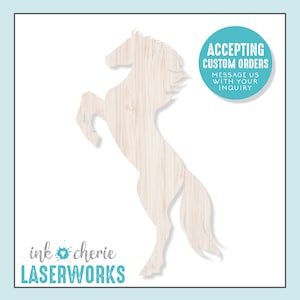 Birch Wood Horse Cutout: Laser Cut Craft Shape