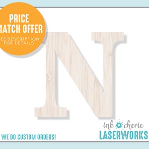 Letter N Cutout Shape, Wood Alphabet Crafting Cutout, DIY Letter Wall Decor, Wood Crafting Shape, Capital Letter Craft Cutout, Blank Wood N