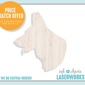 German Shepherd Wood Shape: Laser Cut Birch, DIY Craft