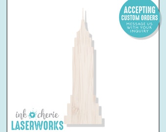 Birch Wood Empire State Building Cutout: NYC Wall Art Craft Shape