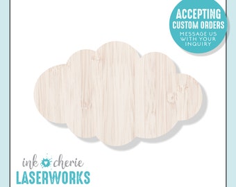 Birch Wood Cloud Cutout: Laser Cut Craft Shape