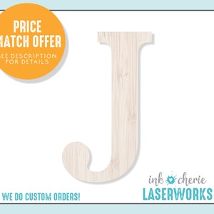 Wood Letter J: Unfinished Birch, DIY Wall Decor