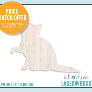 Birch Wood Cat Shape: Unfinished Wooden Craft Cutout