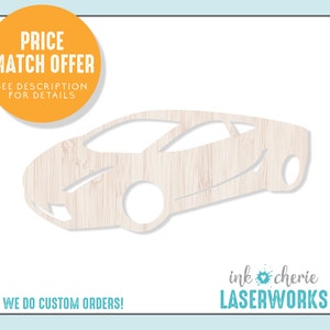 Super Car Cutout: Unfinished Birch Wood Craft Shape