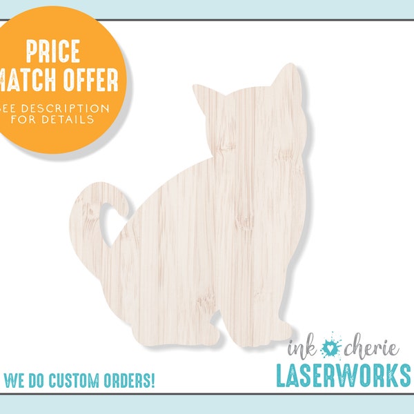 Kitten Cutout Shape, Wooden Kitten Cutout, Wood Cat Shape, DIY Animal Crafts, Paintable Wooden Cat, Wooden Animal Shapes, Animal Cutouts