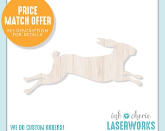 Wooden Hare Cutout: Unfinished Birch Rabbit Shape, DIY Craft