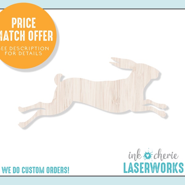 Wooden Hare Bunny Cutout, Running Hare Shape, Wood Rabbit Shape, Wood Nursery Decor, Wooden Animals DIY Craft Shapes, Blank Wood Shapes