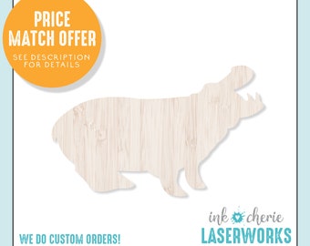 Wooden Hippo Shape: Birch Wood DIY Craft Cutout