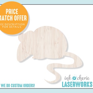 Wooden Mouse Cutout, Wood Mouse Shape, Mouse Silhouette Cutout, DIY Crafting Shapes, Blank Paintable Wood Shapes, Wooden Animal Shapes