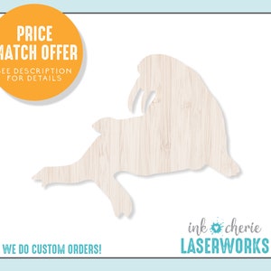 Wood Walrus Shape: Unfinished Birch DIY Craft Cutout