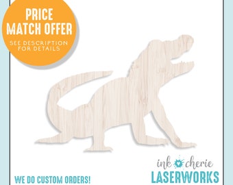 Laser Cut Birch Wood Alligator Shape: Unfinished Wood Cutout