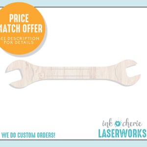 Birch Wood Wrench Cutout: Laser Cut Craft Shape