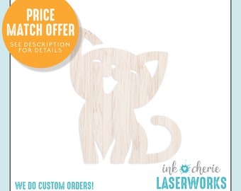 Birch Wood Cat Cutout Shape: Paintable DIY Craft Kitten