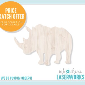Wooden Rhino Shape, Rhino Cutout, Wood DIY Craft Shapes, Wooden Animal Shapes, Rhinoceros Cutout Shape, Safari Animals Wood Shapes