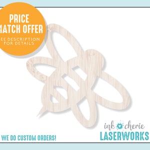 Honeybee Wood Cutout Shape: Laser Cut Birch, DIY Craft Insect