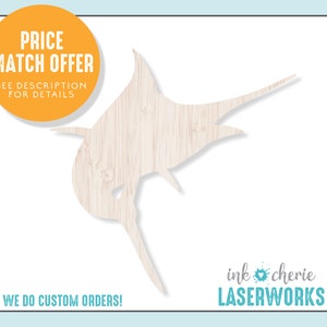 Swordfish Wood Cutout: 1/4&quot; Birch, DIY Craft Shape